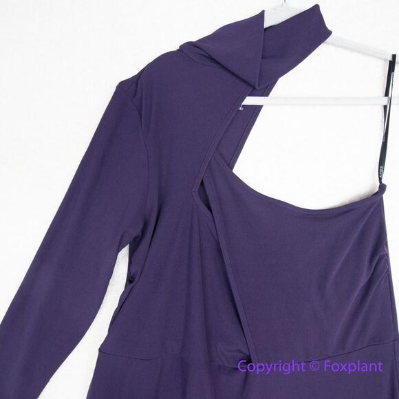Eloquii Asymmetric Fitted Midi Sweater Dress in purple, size 18/20‎ - Picture 5 of 16